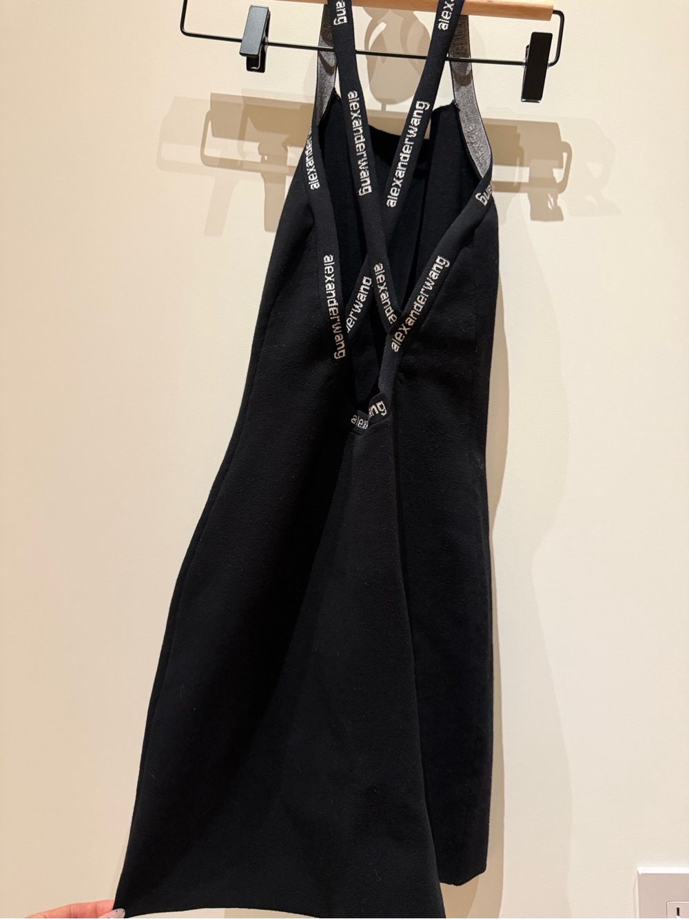 Alexander Wang Black Strap Midi Dress with Branded Elastic Straps